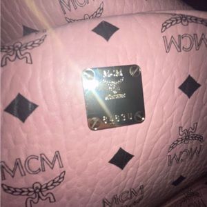 MCM pink monogram backpack